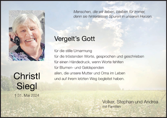 Anzeige von Christl Siegl von MGO