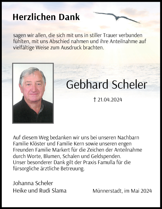 Anzeige von Gebhard Scheler von MGO