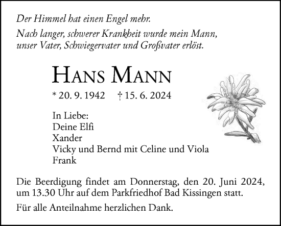 Anzeige von Hans Mann von MGO