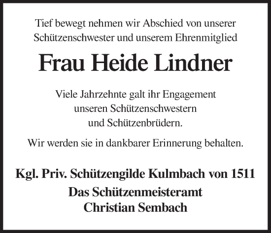 Anzeige von Heide Lindner von MGO