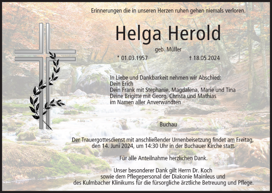 Anzeige von Helga Herold von MGO