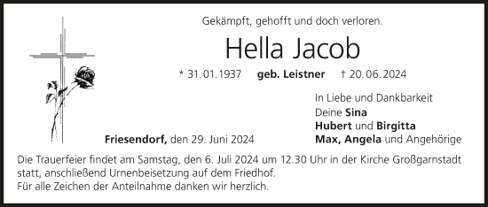 Anzeige von Hella Jacob von MGO