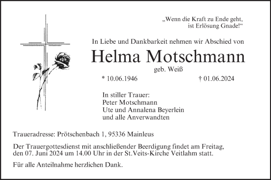 Anzeige von Helma Motschmann von MGO