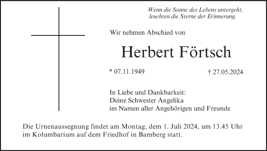 Anzeige von Herbert Förtsch von MGO