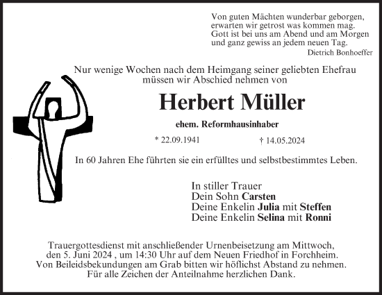 Anzeige von Herbert Müller von MGO