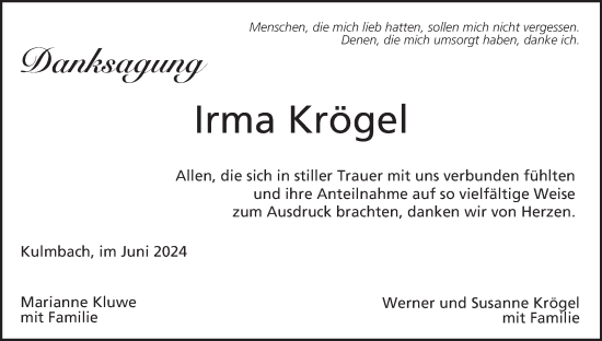 Anzeige von Irma Krögel von MGO