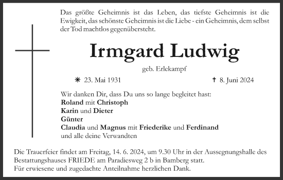 Anzeige von Irmgard Ludwig von MGO