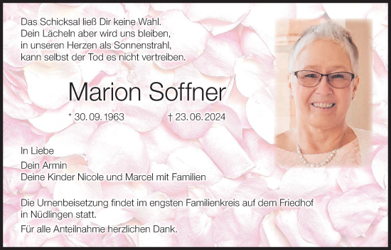 Anzeige von Marion Soffner von MGO