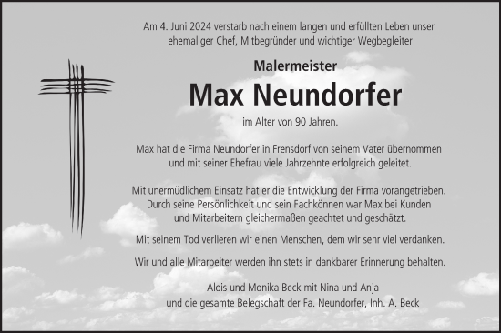 Anzeige von Max Neundorfer von MGO
