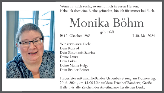 Anzeige von Monika Böhm von MGO