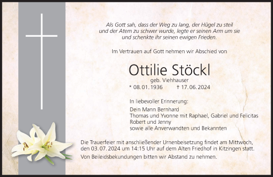 Anzeige von Ottilie Stöckl von MGO