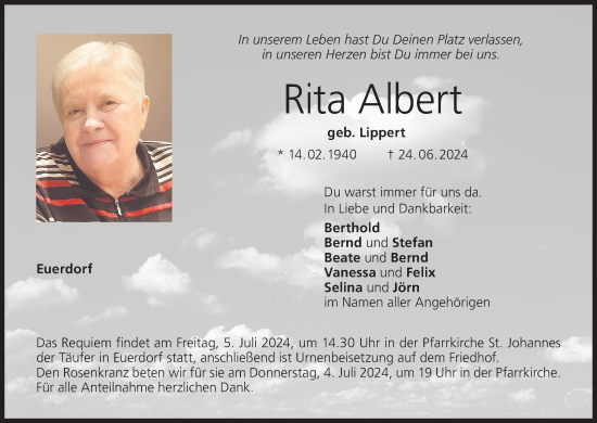 Anzeige von Rita Albert von MGO