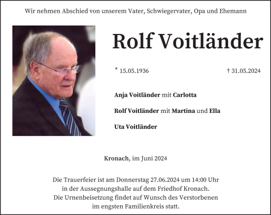 Anzeige von Rolf Voitländer von MGO