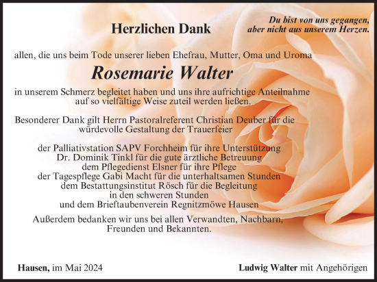 Anzeige von Rosemarie Walter von MGO