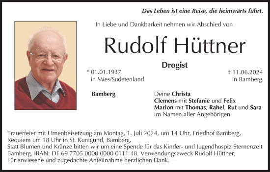 Anzeige von Rudolf Hüttner von MGO