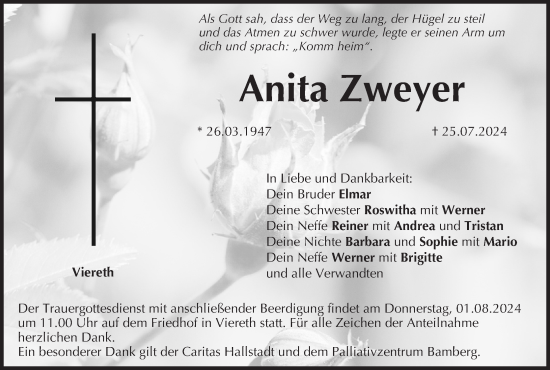 Anzeige von Anita Zweyer von MGO