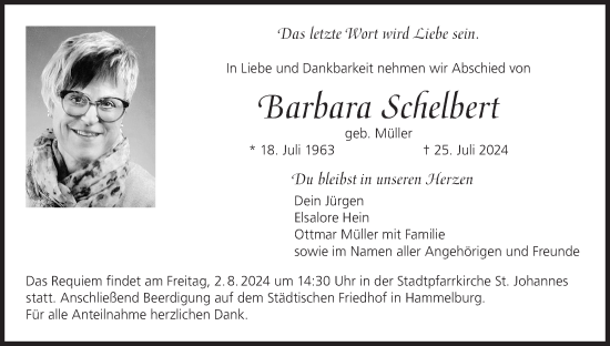 Anzeige von Barbara Schelbert von MGO