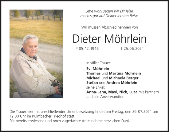 Anzeige von Dieter Möhrlein von MGO