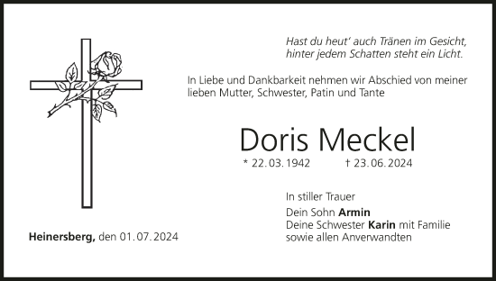 Anzeige von Doris Meckel von MGO