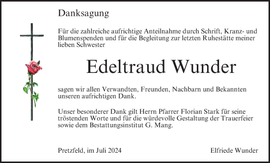 Anzeige von Edeltraud Wunder von MGO