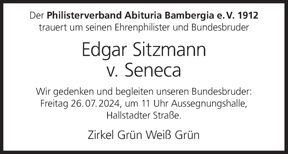  Traueranzeige für Edgar Sitzmann vom 20.07.2024 aus MGO