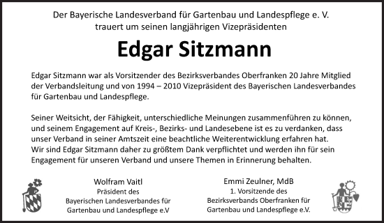 Anzeige von Edgar Sitzmann von MGO