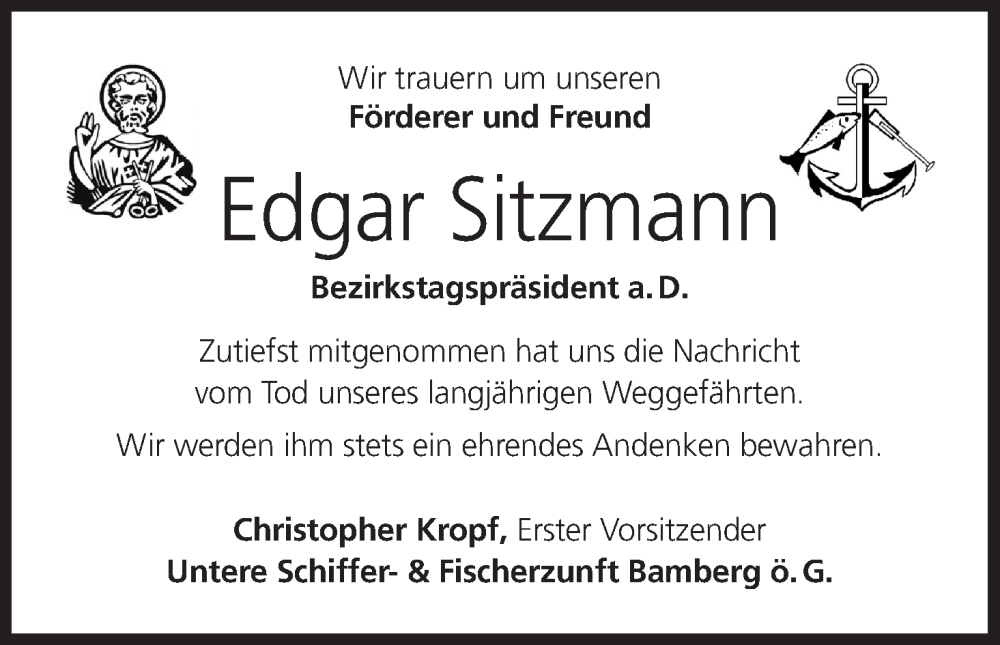  Traueranzeige für Edgar Sitzmann vom 20.07.2024 aus MGO