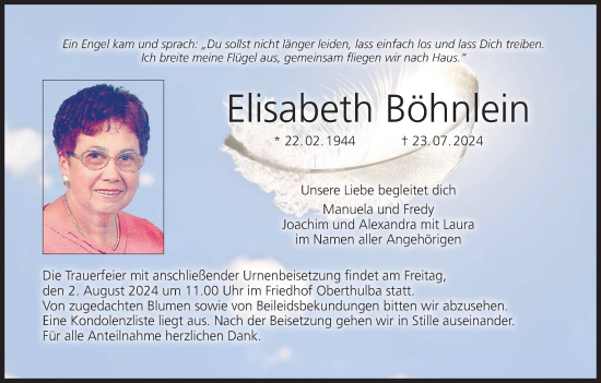 Anzeige von Elisabeth Böhnlein von MGO