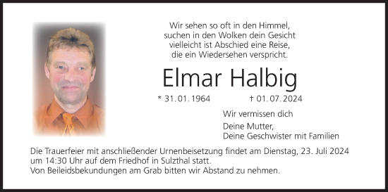 Anzeige von Elmar Halbig von MGO