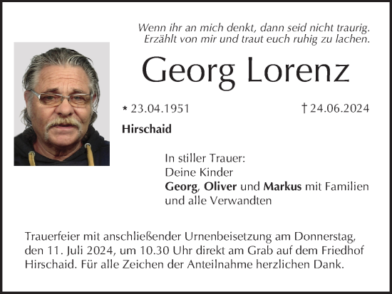 Anzeige von Georg Lorenz von MGO