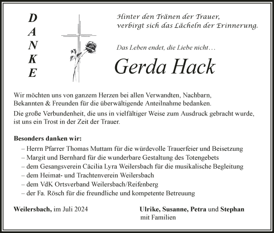 Anzeige von Gerda Hack von MGO