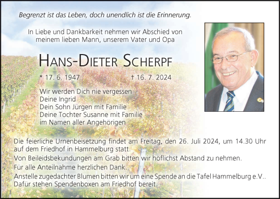 Anzeige von Hans-Dieter Scherpf von MGO