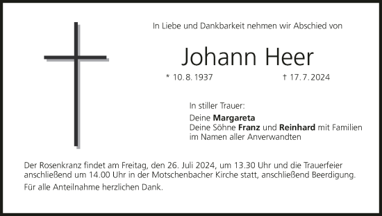 Anzeige von Johann Heer von MGO
