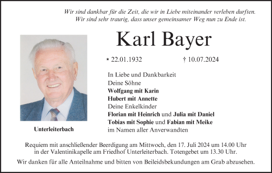 Anzeige von Karl Bayer von MGO