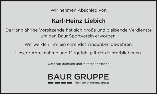 Anzeige von Karl-Heinz Liebich von MGO