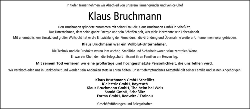  Traueranzeige für Klaus Bruchmann vom 06.07.2024 aus MGO