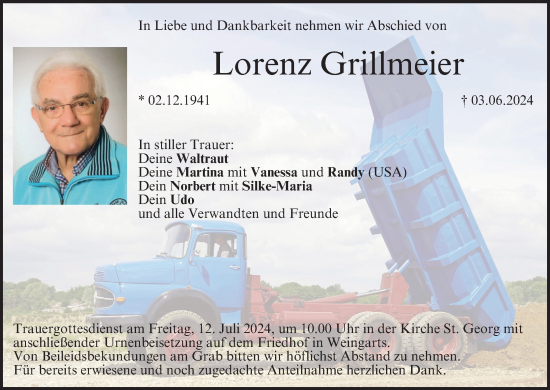 Anzeige von Lorenz Grillmeier von MGO