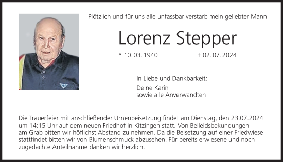 Anzeige von Lorenz Stepper von MGO