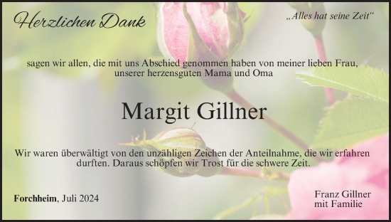 Anzeige von Margit Gillner von MGO