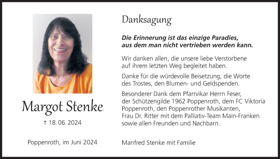 Anzeige von Margot Stenke von MGO