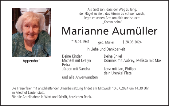 Anzeige von Marianne Aumüller von MGO