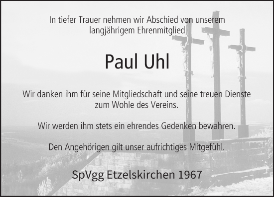 Anzeige von Paul Uhl von MGO