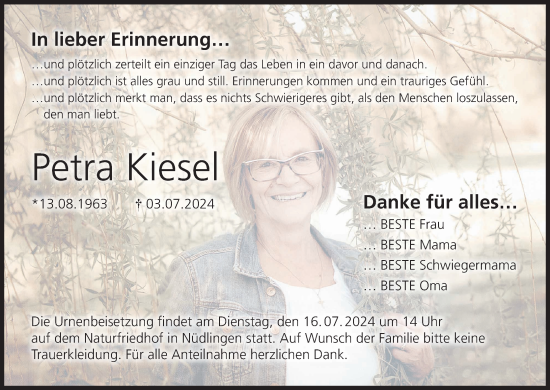 Anzeige von Petra Kiesel von MGO