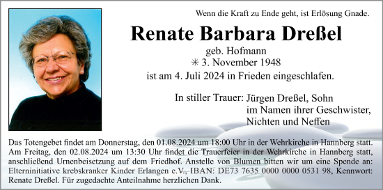 Anzeige von Renate Barbara Dreßel von MGO