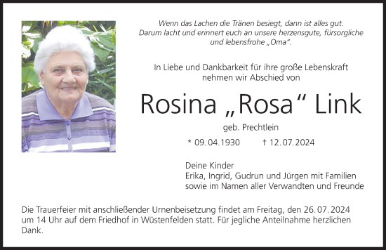 Anzeige von Rosina Link von MGO