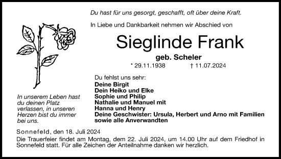 Anzeige von Sieglinde Frank von MGO