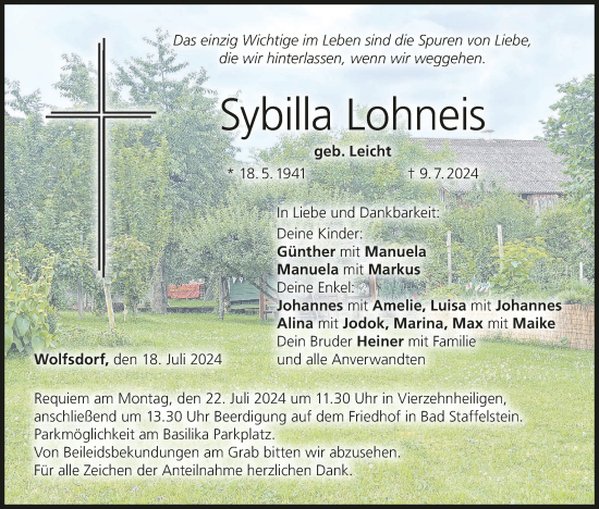 Anzeige von Sybilla Lohneis von MGO