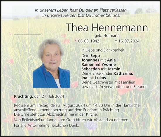 Anzeige von Thea Hennemann von MGO