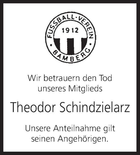 Anzeige von Theodor Schindzielarz von MGO