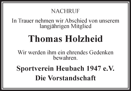 Anzeige von Thomas Holzheid von MGO